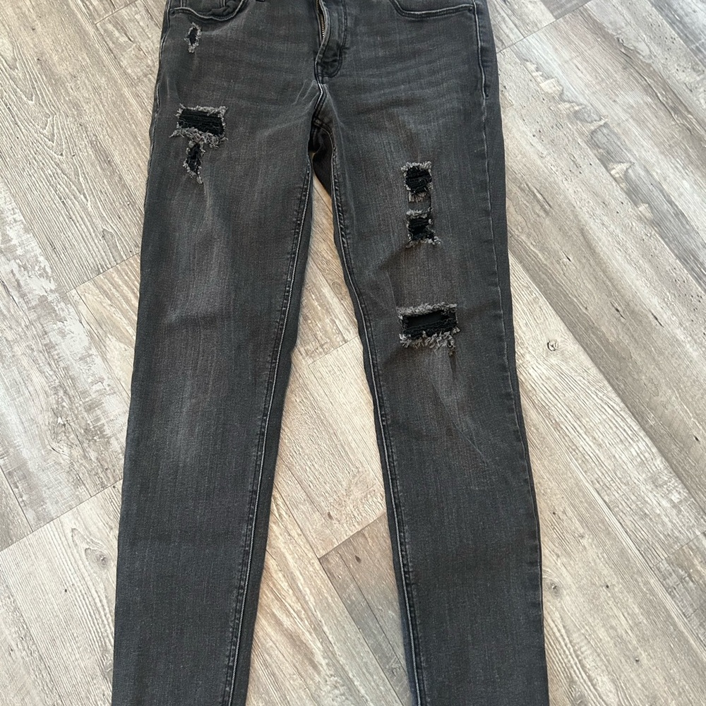 Women's Distressed Black Jeans